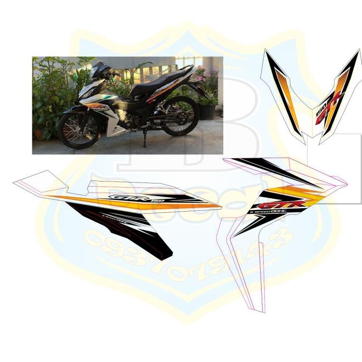 DECAL PVC 5 LỚP CHẤT LƯỢNG CAO Tem rời winner 150 trắng đen