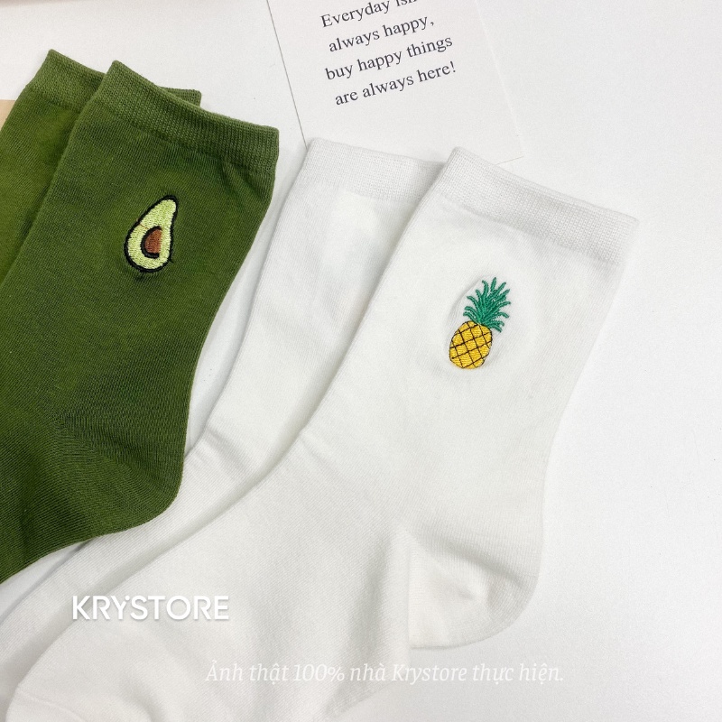 Tất cao cổ quả Bơ thêu chất đẹp dày dặn freesize nam nữ TC41