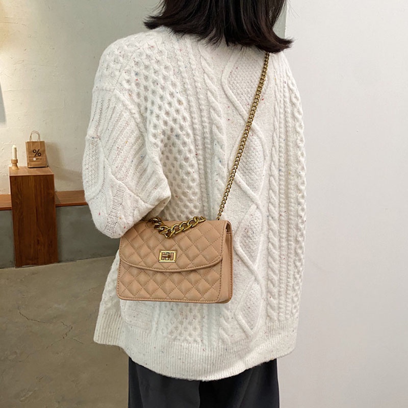 Túi Đeo Chéo Hình Vuông Nhỏ Màu Đen Thời Trang Cho Nữ