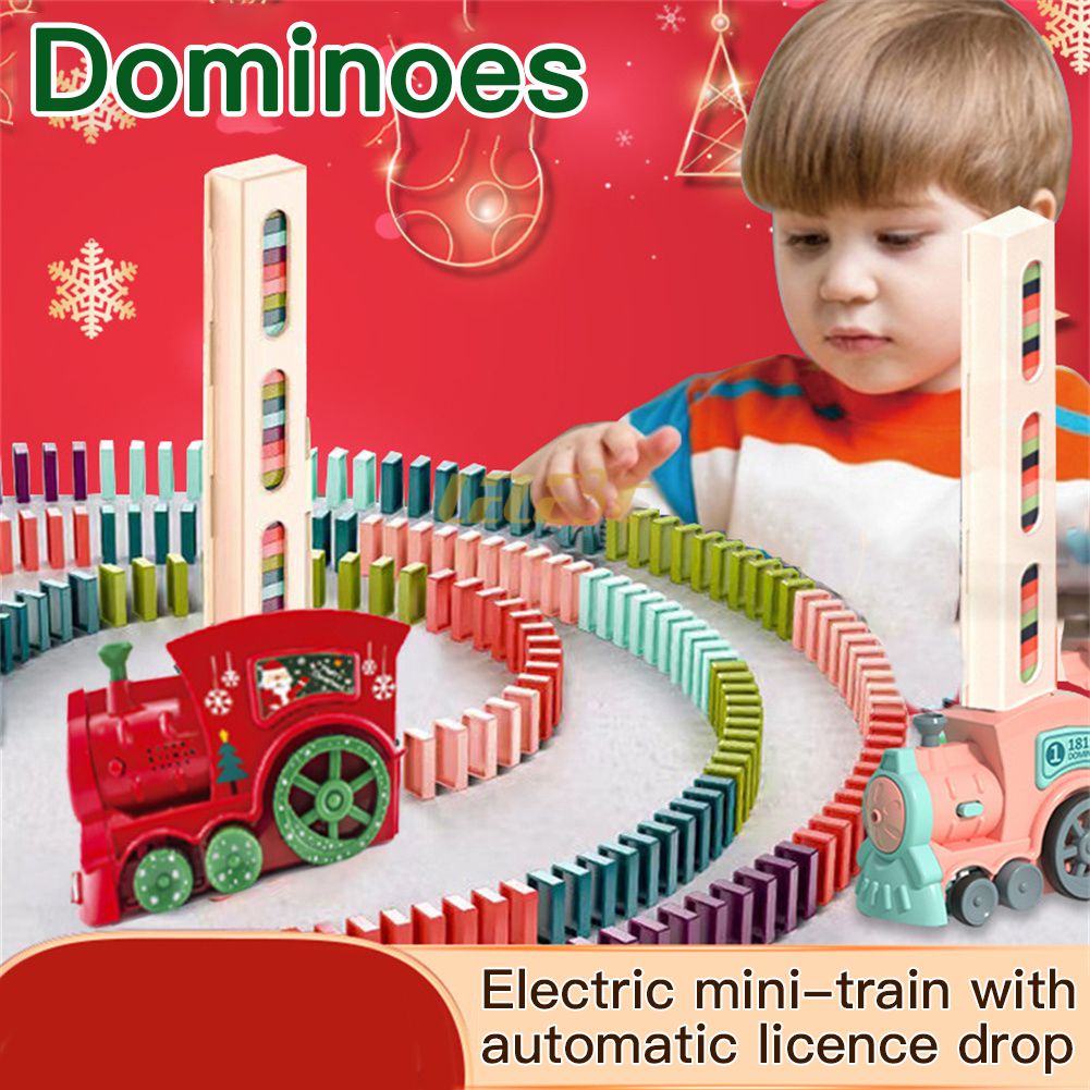 Điện Domino Rèn Luyện Bộ Tự Động Đặt Domino Gạch Đầu Tàu Hỏa Có Âm Thanh Ánh Sáng Trẻ Em Khối Trò Chơi Đồ Chơi Giáng Sinh Sinh Nhật quà Tặng