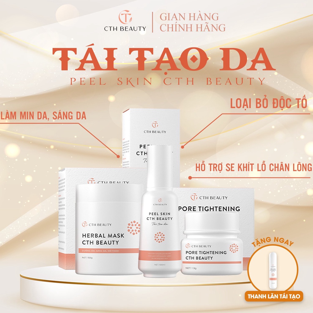 Combo Tái Tạo Phục Hồi Da Dầu Mụn Ẩn Lỗ Chân Lông To Sần Vỏ Cam, Tinh Chất Serum Detox Mụn CthBeauty