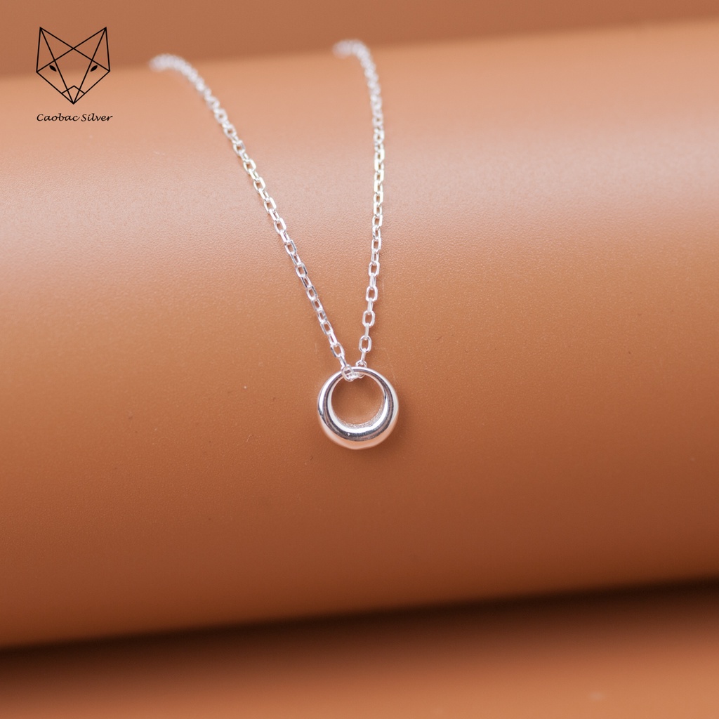 Dây Chuyền Bạc Ta Cao Cấp CaoBac Silver Thiết Kế Tròn Rỗng Trơn Nhẹ Nhàng, Thanh Lịch, Tính Tế Cho Bạn Gái