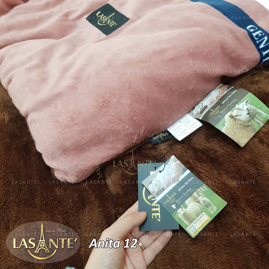 [Mã BMLT200 giảm đến 200K đơn 499K] Chăn mền lông cừu Lasante Anita 2 mặt mềm mại