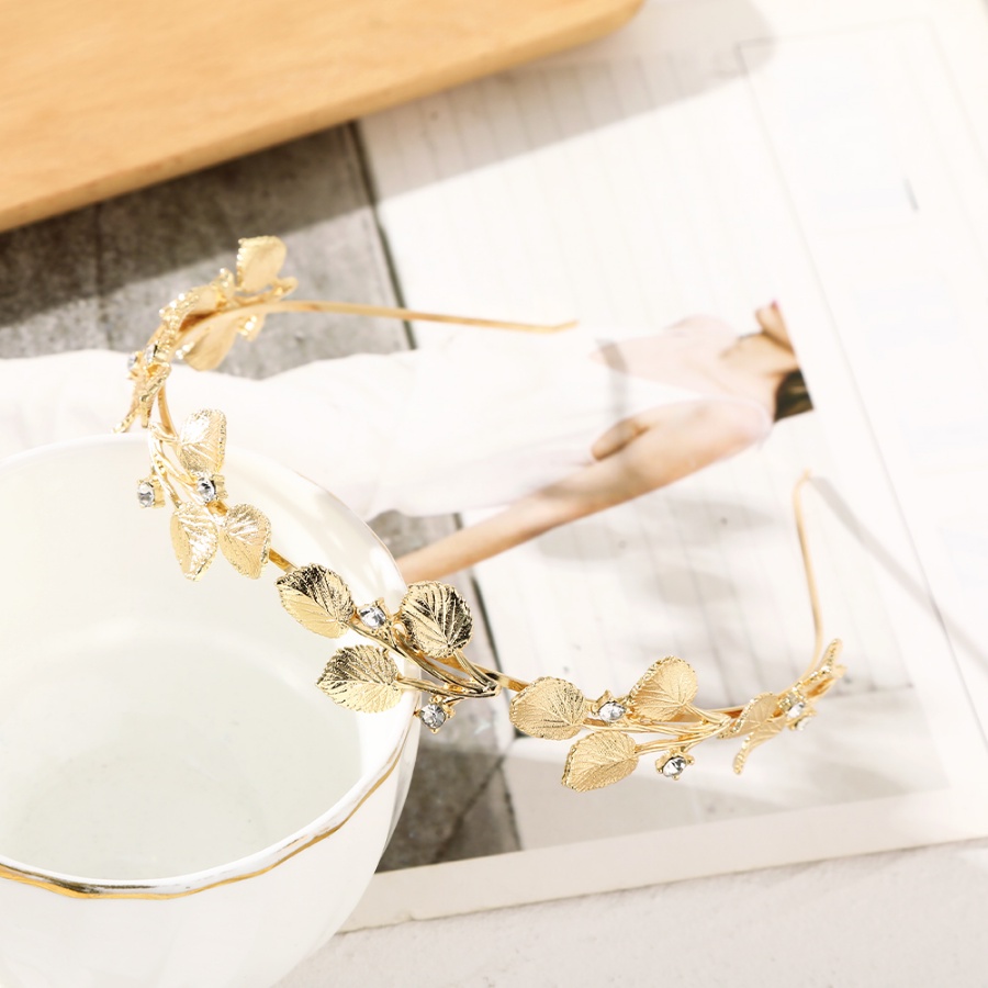 Băng Đô Cài Tóc Hình Lá Bằng Hợp Kim Có Đính Đá