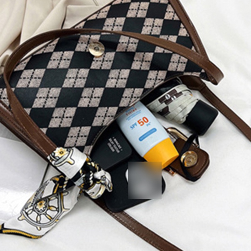 Túi Đeo Vai Bằng Lụa Họa Tiết Hình Thoi Phong Cách retro Thời Trang Cho Nữ