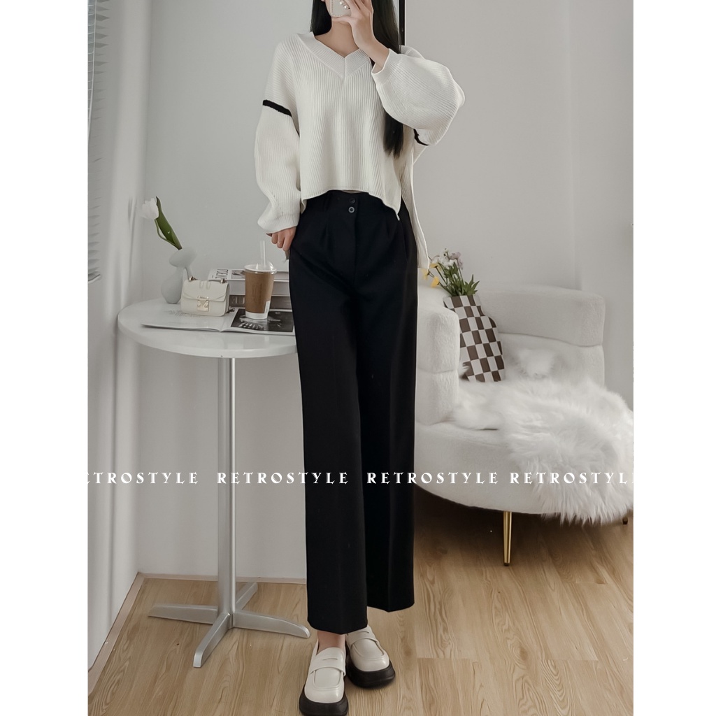 Quần ống suông 2 khuy cạp cao Quansuong2cucdiakep231