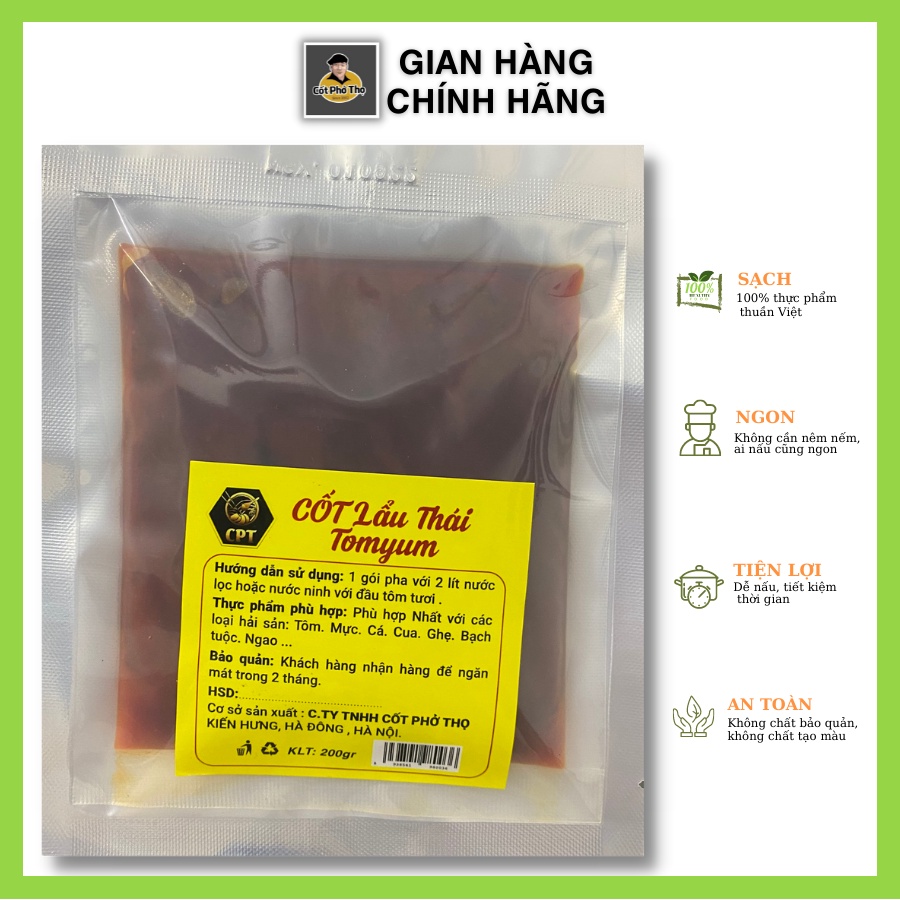 Nước cốt lẩu thái tomyum gói gia vị lẩu 200gam không chất bảo quản không cần nêm nếm siêu tiện lợi