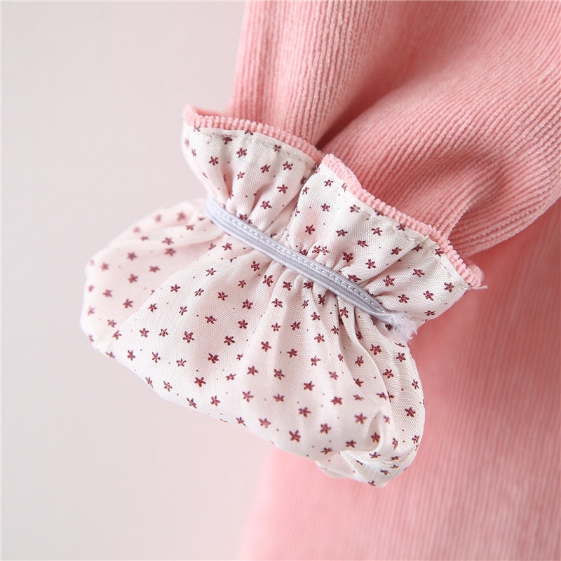 Váy dài tay cho bé gái đính nơ chất nhung tăm đáng yêu từ 9 tháng đến 4 tuổi hàng QCCC