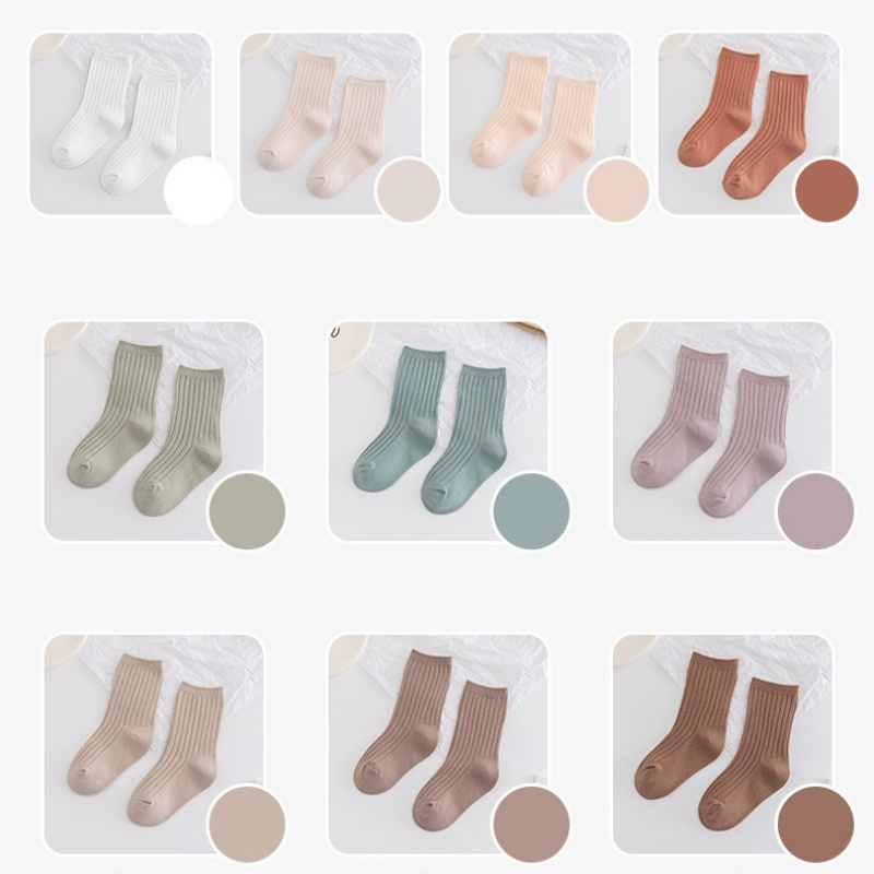Vớ Cotton Chống Trượt Màu Sắc Đơn Giản Cho Bé