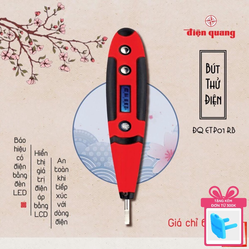 Bút thử điện Điện Quang ĐQ ETP01 RB (hiển thị LCD, đỏ đen)