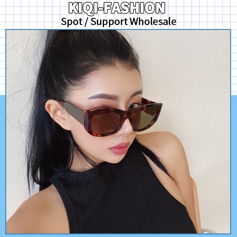 (KIQI-FASHION) COD Kính Mát Mắt Mèo Tròng Vuông Nhỏ Chống Tia UV Phong Cách Phương Tây Cổ Điển Cho Nam Và Nữ