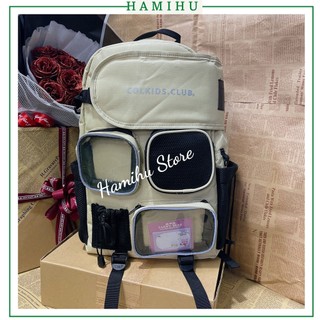 Balo thời trang, balo đi học, balo Hàn Quốc Unisex Hamihu store HM7 màu kem