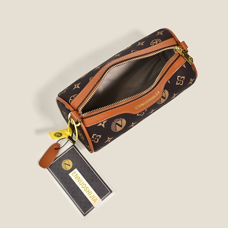 MISCHA Túi Xách Đeo Vai Hình Trụ Họa Tiết Hoa Vintage Cho Nữ