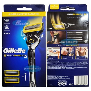 Dao cạo râu 5 lưỡi Gillette Proshield5 (1 tay cầm xoay chiều và 2 đầu cạo 5+1)