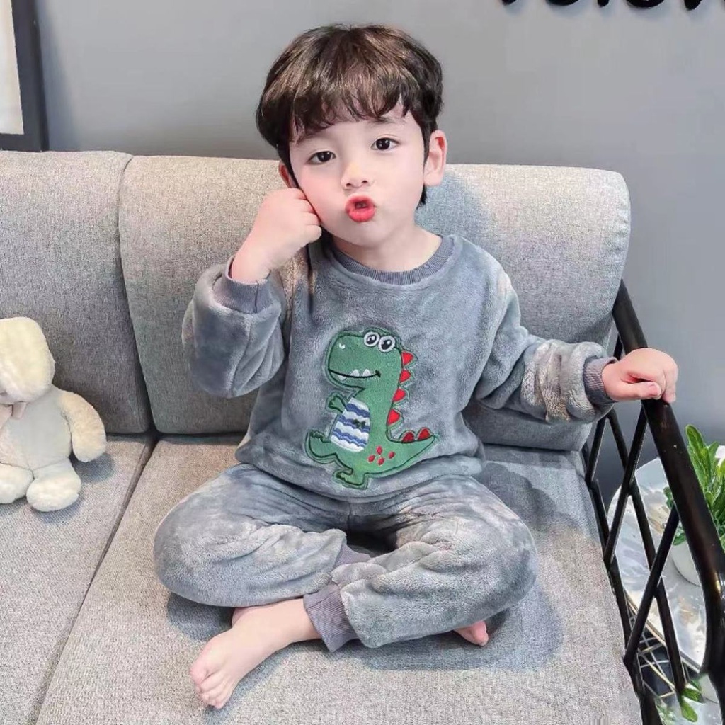 Bộ Đồ Ngủ Lông Cừu San Hô Dày Dặn Hình Ngựa ponykid Nhỏ Trang Điểm Bàn Trang Điểm Cho Bé Trai Và Bé Gái
