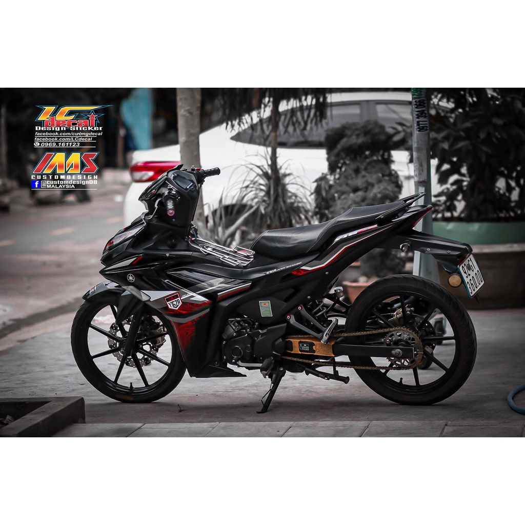 TEM RỜI mẫu Y16ZR họa tiết đỏ bắt mắt cho Exciter 155 đen - siêu hot 2023