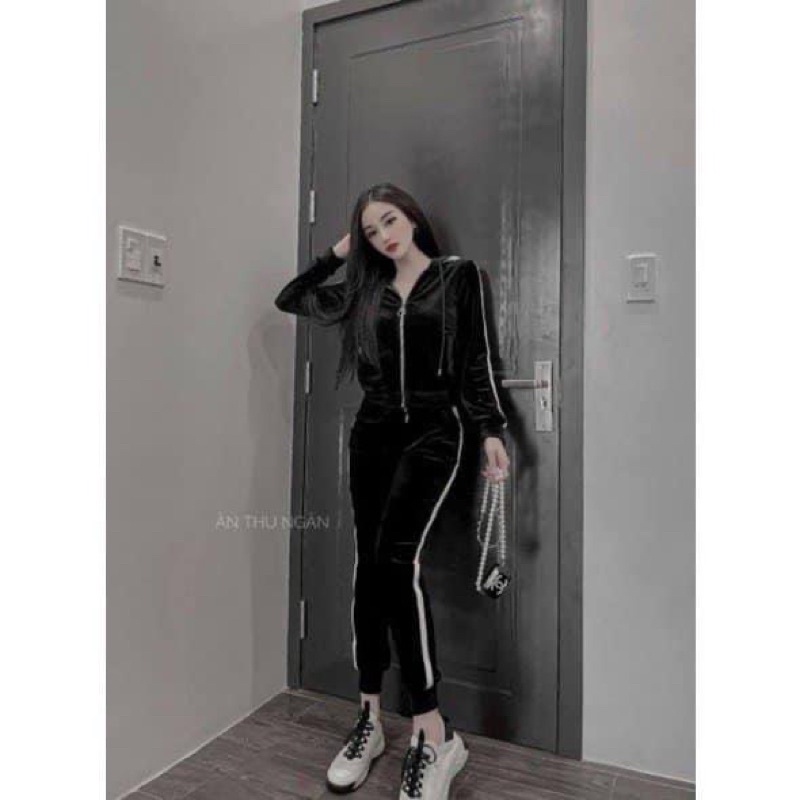 BỘ NHUNG NỮ KHOÁ VIỀN BE