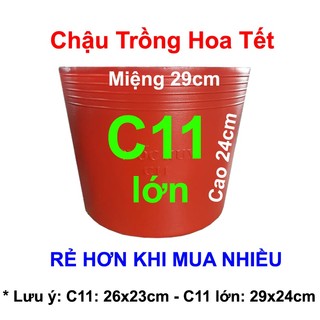 Chậu nhựa đỏ c11 / c11 lớn trồng hoa tết, trồng rau, trồng cây