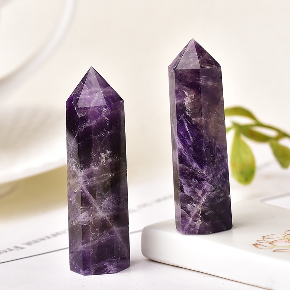 Đũa Chữa Bệnh Bằng Pha Lê Thạch Anh Tím Pha Lê| Đá Thạch Anh Reiki Chakra 6 Mặt Dùng Trang Trí Phòng