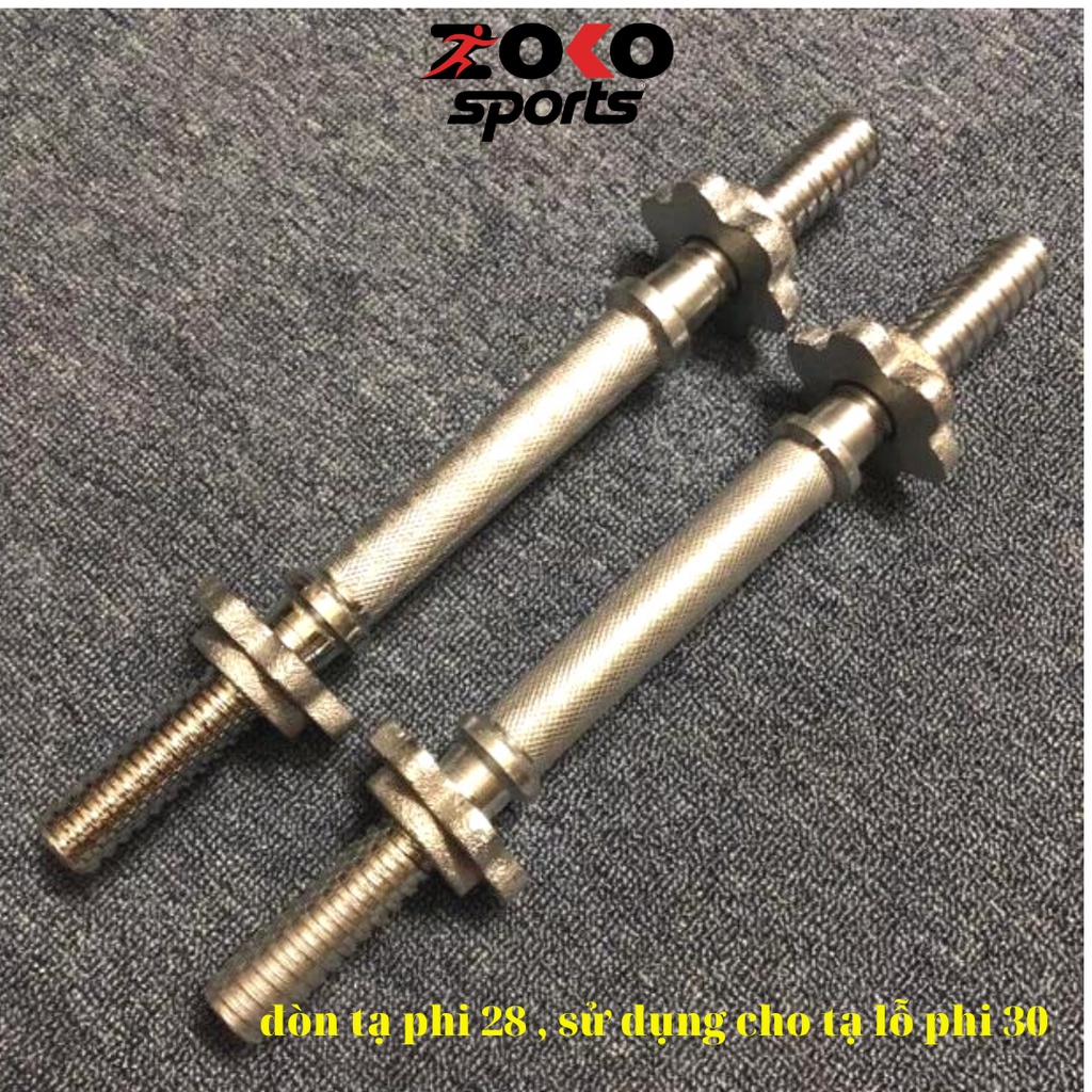 Đòn tạ tay 35cm LOẠI 1 xịn , thanh đòn tạ đơn mạ kẽm trắng cao cấp phi 28 dùng cho phi lỗ tạ 30 - ZOKO SPORT