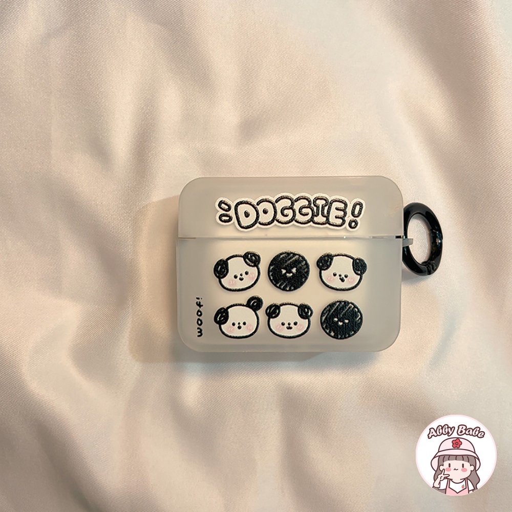 Vỏ Bảo Vệ Hộp Sạc Tai nghe không dây Airpods 1 / 2 / pro Bằng TPU Mềm Trong Suốt Hình Chú Cún Phối Màu Trắng Đen Dễ Thương