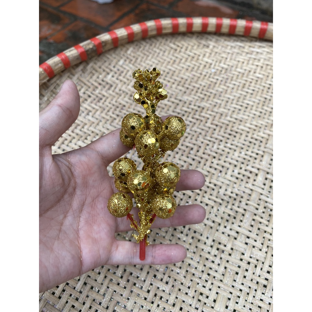 Cành sung nhũ kim tuyến size to đẹp trang trí Noel, vòng nguyệt quế, tráp oản