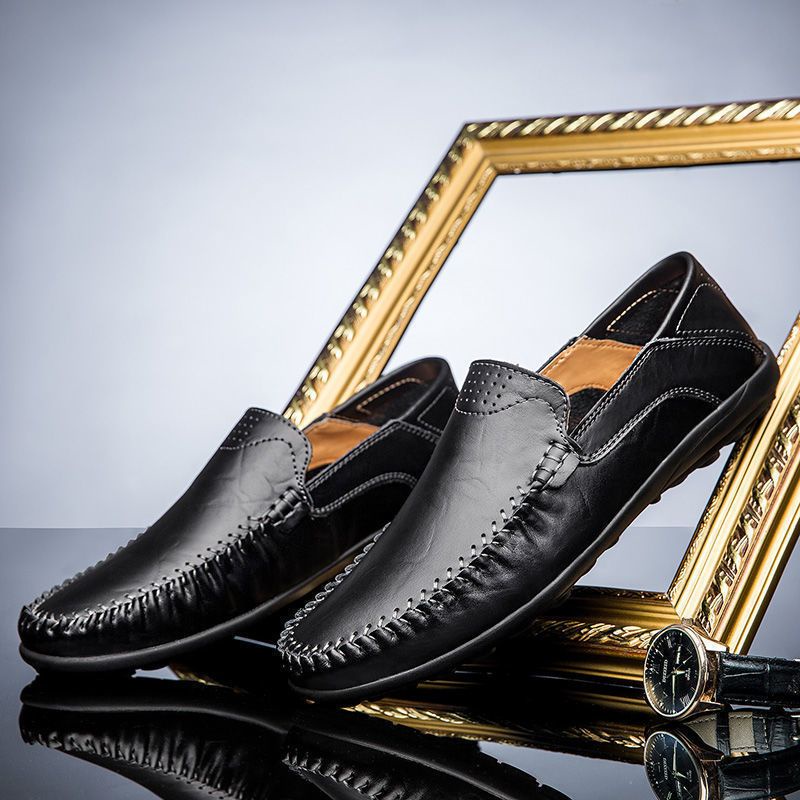 Kasut roda budakwhite sneaker mensnew men s shoes thoáng khí da thường slip-on soft bottom work driving