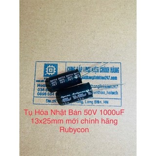 Tụ hóa nhật bản 50v 1000uf 13x25mm mới chính hãng rubycon, nichicon