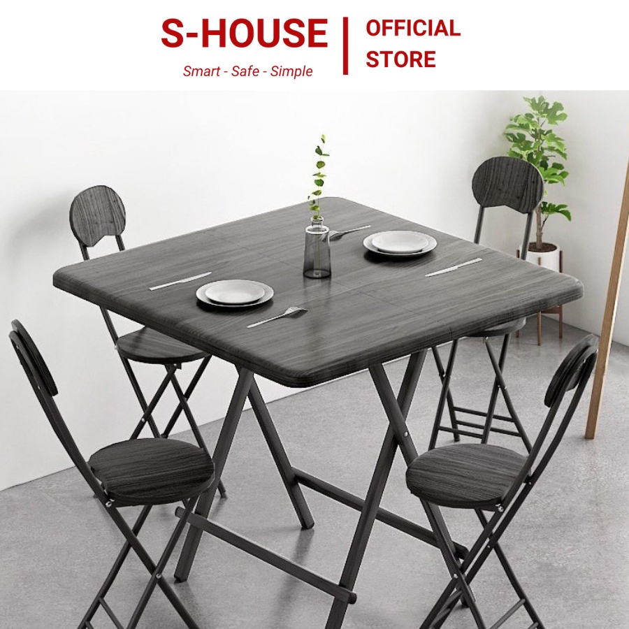 Bàn gấp gọn Shouse chất liệu gỗ thiết kế thông minh đa năng mặt gỗ chống nước sử dụng ăn cơm, uống nước