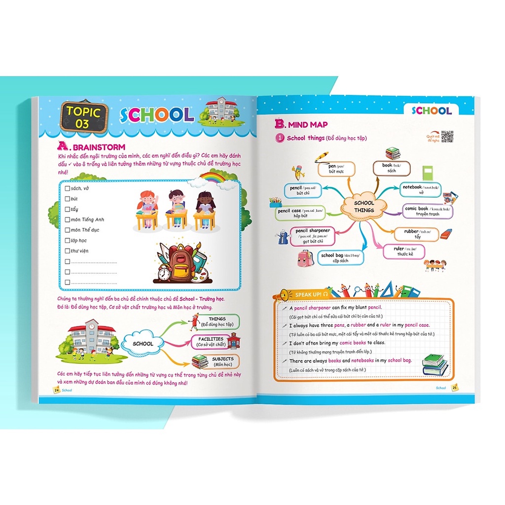 Sách - Mindmap Vocabulary Học Nhanh Từ Vựng Tiếng Anh Bằng Sơ Đồ Tư Duy (Tổng hợp từ vựng lớp 3-4-5 theo chủ đề) (MG)