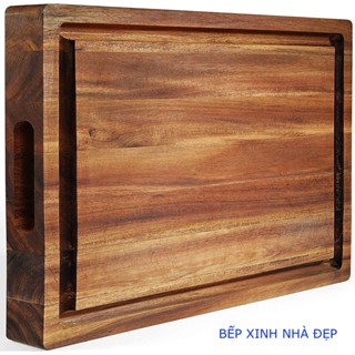 THỚT GỖ TRÀM TO VÀ DÀY, KT 41x31x3.8cm CÓ RÃNH THU NƯỚC & GOM THÀNH PHẨM VÀ LỖ TAY CẦM 2 BÊN