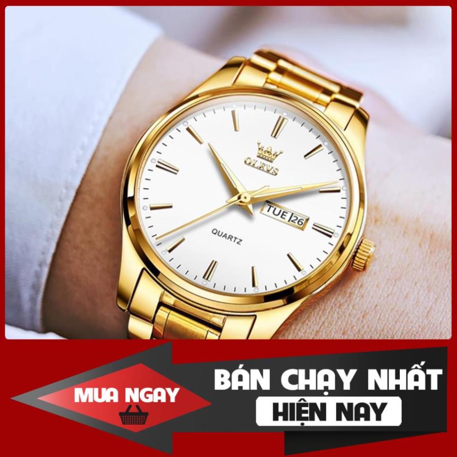 Đồng hồ quartz OLEVS 6898G dây thép không gỉ dạ quang chống nước chính hãng cho nam