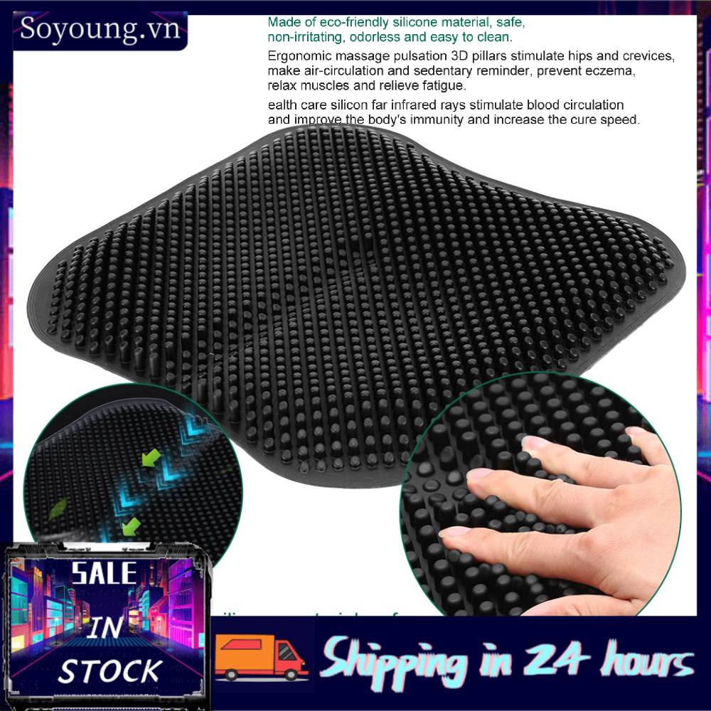 Đệm Lót Ghế Ngồi Mát Xa Bằng Silicon Mềm Thoáng Khí Chống Thấm Nước Trượt