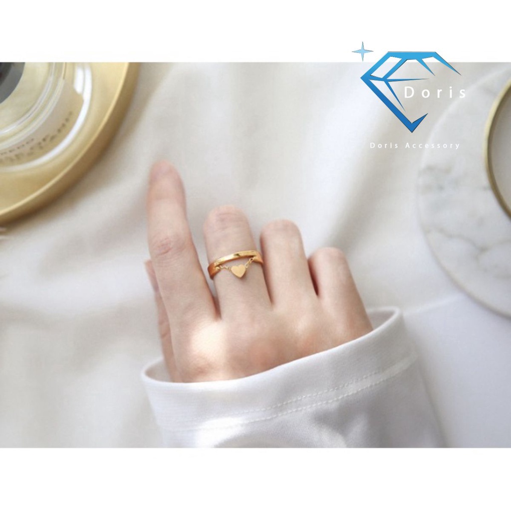 Nhẫn nữ Doris titan la mã trái tim free size Gold J3-402