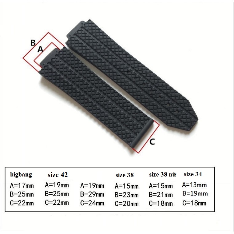 Dây H.U.B.O.T da vân cá sấu đủ size 42, 38, 34mm