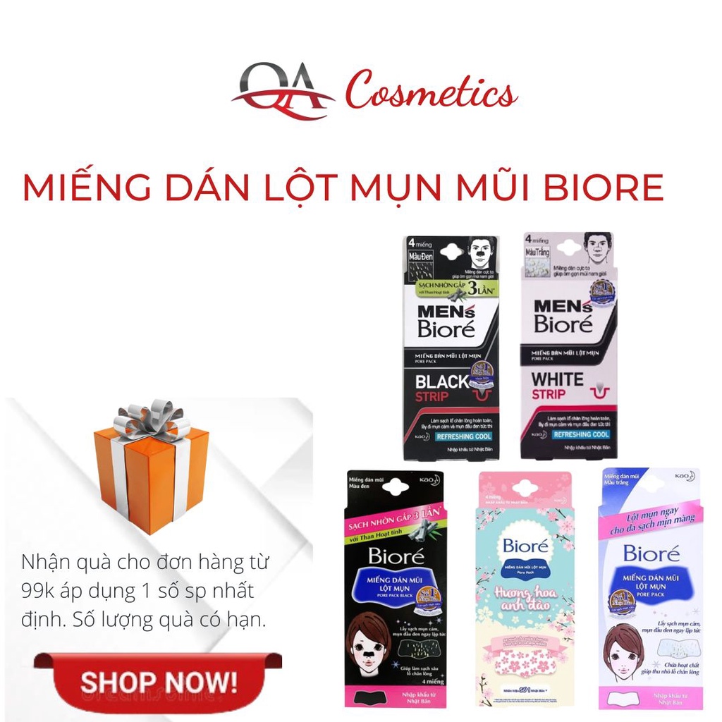 Hộp 4 Miếng dán Mũi Lột Mụn Biore Nhật Bản