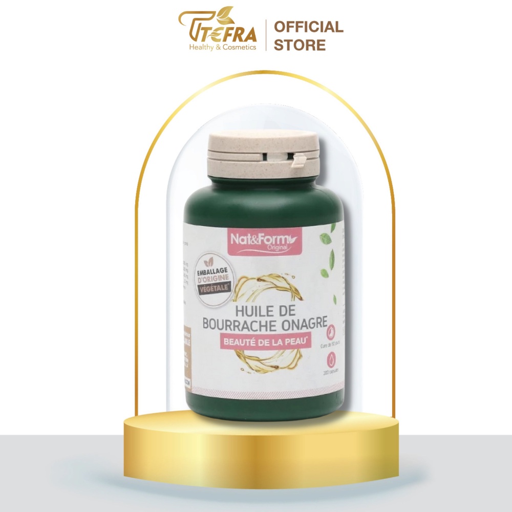 Viên uống tinh dầu hoa anh thảo kết hợp lưu ly Nat&Form beaute de la peau Pháp hộp 200 viên