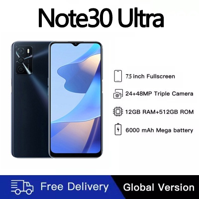 【COD】Điện thoại Note30 Ultra 7.5inch 12+512GB hoàn toàn mới Bộ nhớ lớn HD toàn màn hình Android Dual Sim Điện thoại