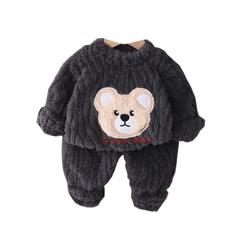 Bộ Đồ Ngủ Liền Thân Vải Lông Cừu Dày In Hoạt Hình Dễ Thương Thời Trang Thu Đông Cho Bé Trai M7V