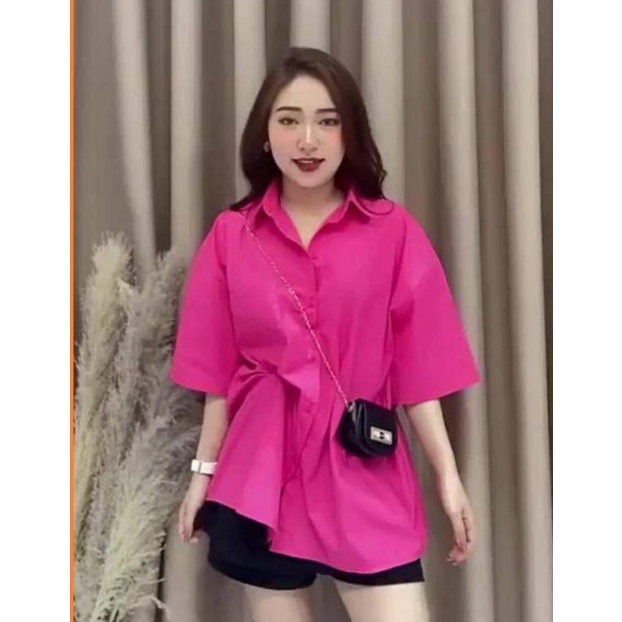 Áo sơ mi nữ tay lỡ 1 túi màu hottrend bigsize 58-95kg