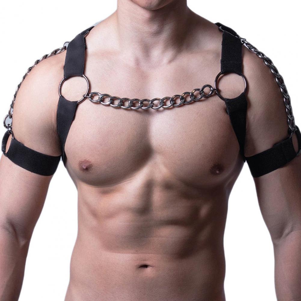 Dây Xích Đeo Ngực Bằng Da PU Màu Đen Có Thể Điều Chỉnh Phong Cách Punk Cho Nam