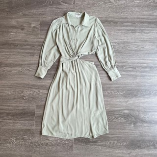 Đầm H@BBS sơ mi TD khoét xoắn eo