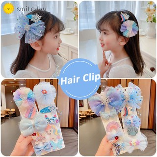 Set kẹp tóc nơ voan công chúa elsa cho bé gái