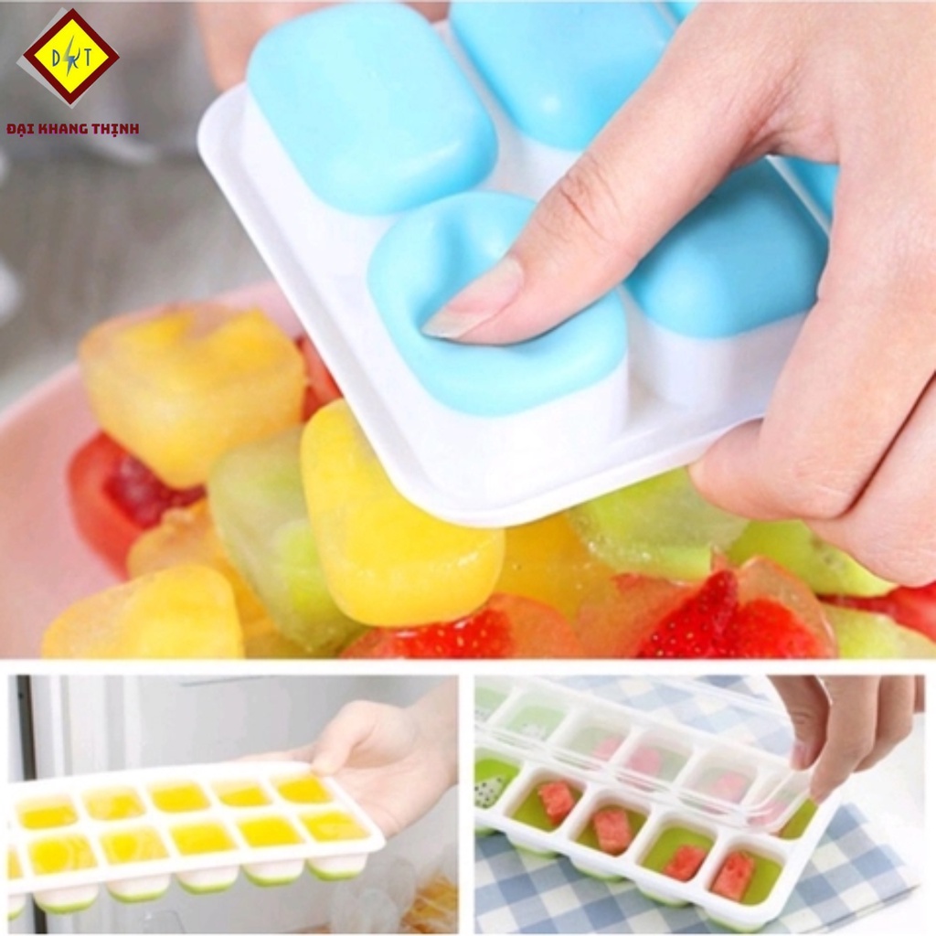 Khay làm nước đá silicon 14 ô có nắp đậy
