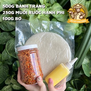 Combo bánh tráng phơi sương 500g - muối tôm hành phi - bơ béo siêu ngon