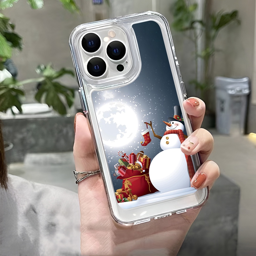 Ốp Điện Thoại Trong Suốt Hình Người Tuyết Giáng Sinh Cho iphone 14promax 11 13 12 7Plus X XS Max