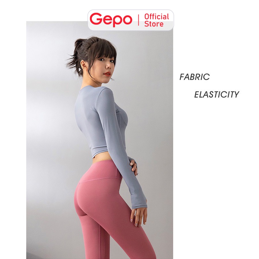 Áo croptop dài tay tập gym,yoga nữ ôm body GEPO GP211