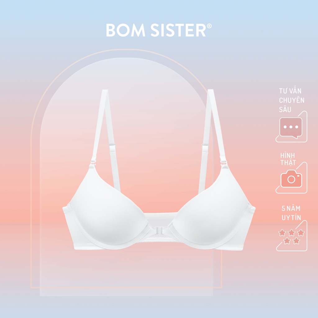 Áo lót cài trước mút mỏng có gọng màu trơn BOM SISTER MU2608