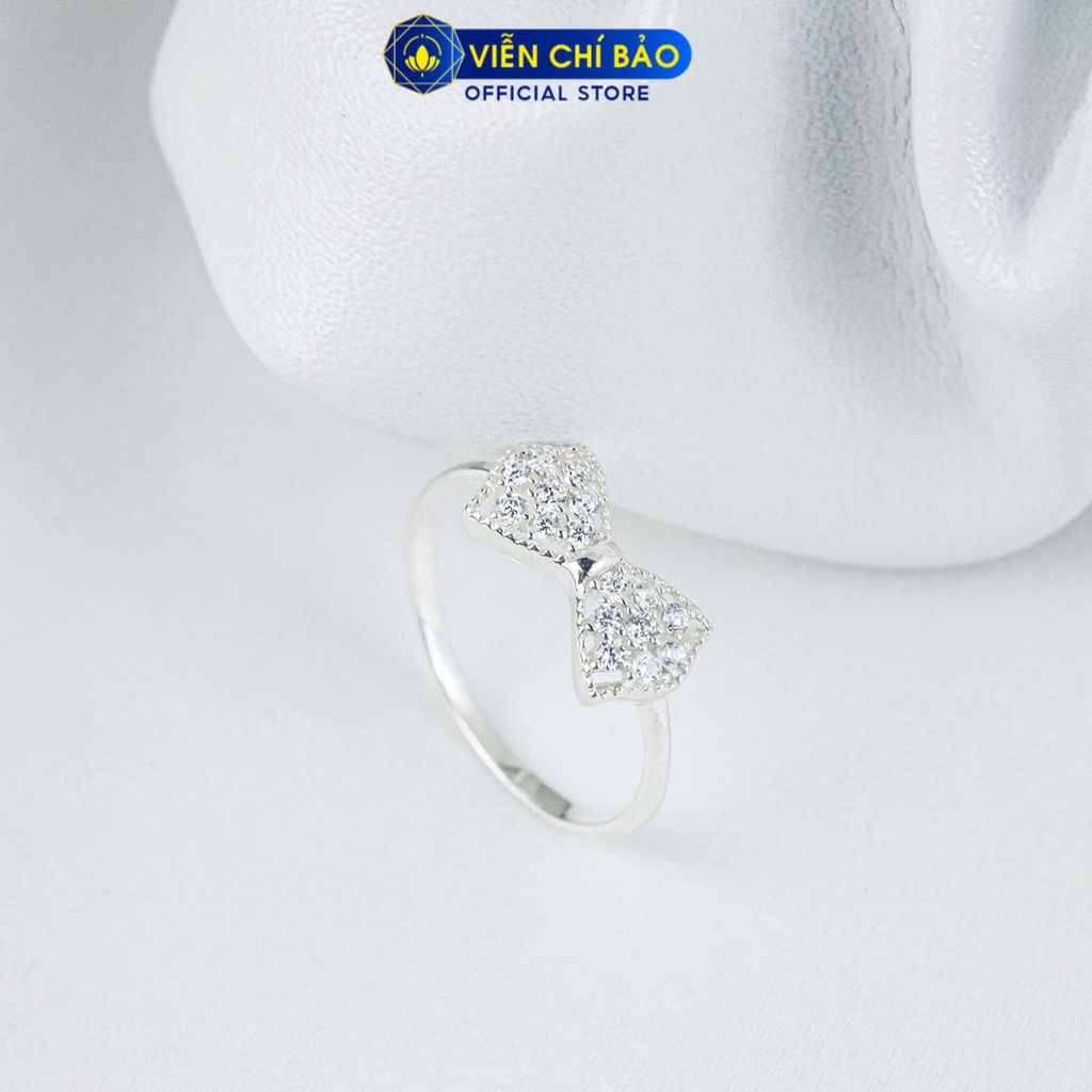 Nhẫn bạc nữ hình nơ đính đá chất liệu bạc 925 thời trang phụ kiện trang sức Viễn Chí Bảo N400884