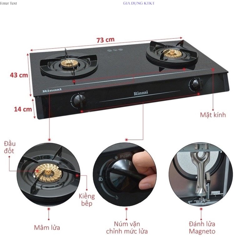 Bếp ga Rinnai-RV-7Double Glass(B)